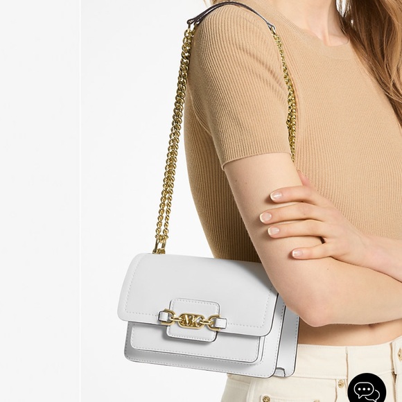 MK MICHAEL KORS Heather Large Studded Crocodile Embossed Leather Shoulder Bag - Picture 3 of 16